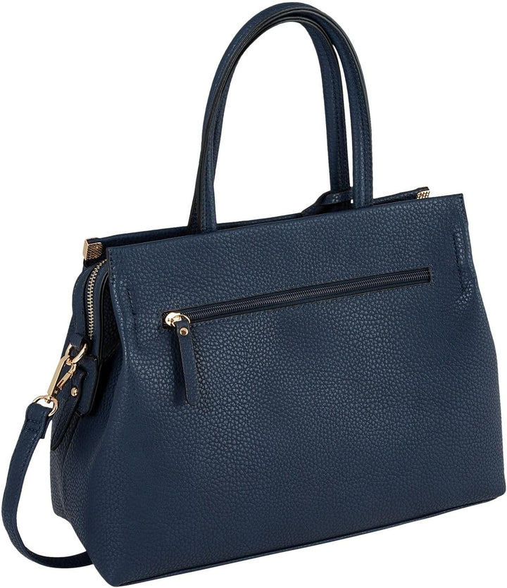 Gabor bags Gela Damen Shopper Umhängetasche Reissverschluss Beige 35 x 13,5 x 24 Dark Blue, 35 x 13,