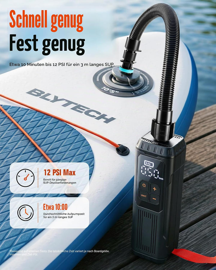 Mini Paddle Board Pumpe, Tragbare SUP Luftpumpe mit Akku, Leichte Elektrische Inflator 12PSI Automat
