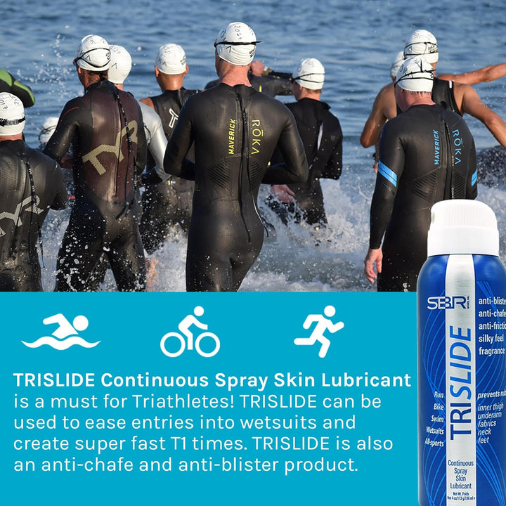 TRISLIDE - Anti Chafing Spray, Anti Friction Körperscheuerschutz für Triathlon, Anti Reiben Obersche