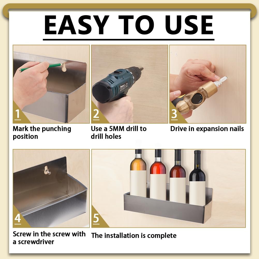 nbeads Single Speed Rail, Edelstahl Schnapsflaschenhalter Wandmontiertes Sprühflaschenregal Getränke