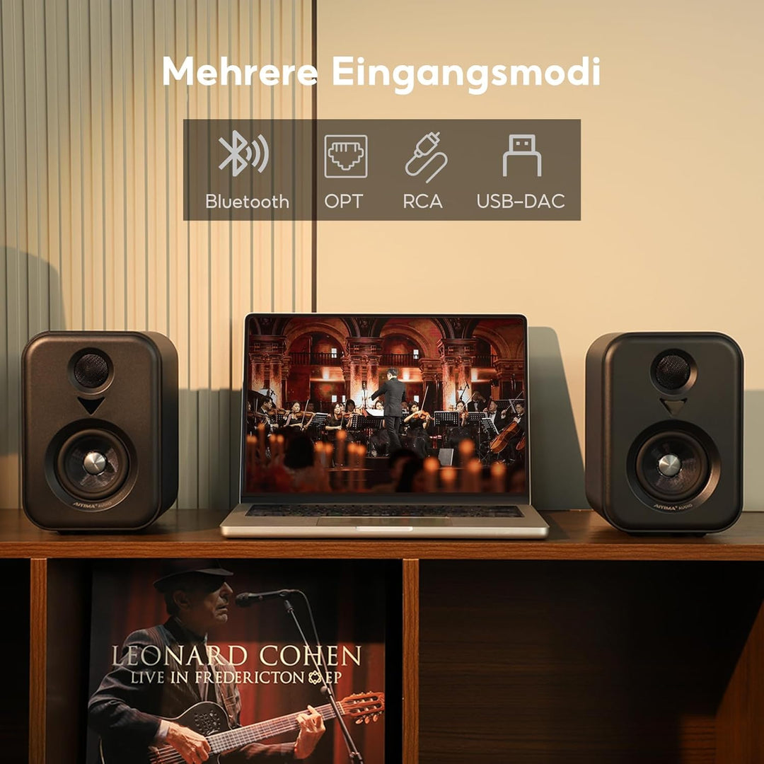 AIYIMA S400 Verbesserte 2.1 Aktiv Regallautsprecher, 3" (7,6 cm) 80 W HiFi Stereo Aktive Lautspreche