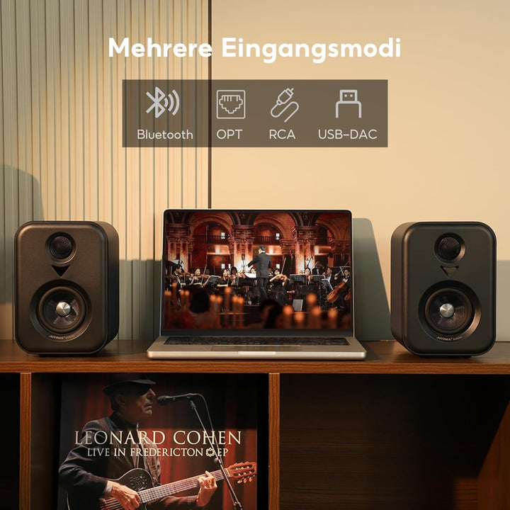 AIYIMA S400 Verbesserte 2.1 Aktiv Regallautsprecher, 3" (7,6 cm) 80 W HiFi Stereo Aktive Lautspreche