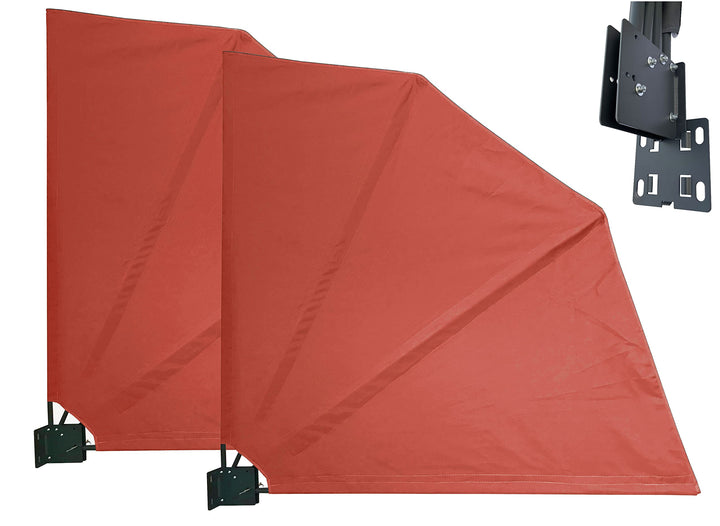 QUICK STAR 2 Stück Balkonfächer 115 x 115 cm Rotorange, Easy Mount Wandplatte, Balkon Sichtschutz Fä