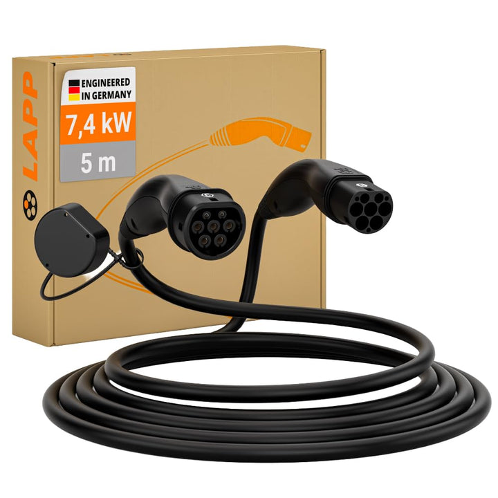 LAPP MOBILITY Helix Typ 2 Ladekabel 7,4 kW/Selbstaufrollend / 32 A / 1-Phasig/E-Auto Ladekabel/Mode