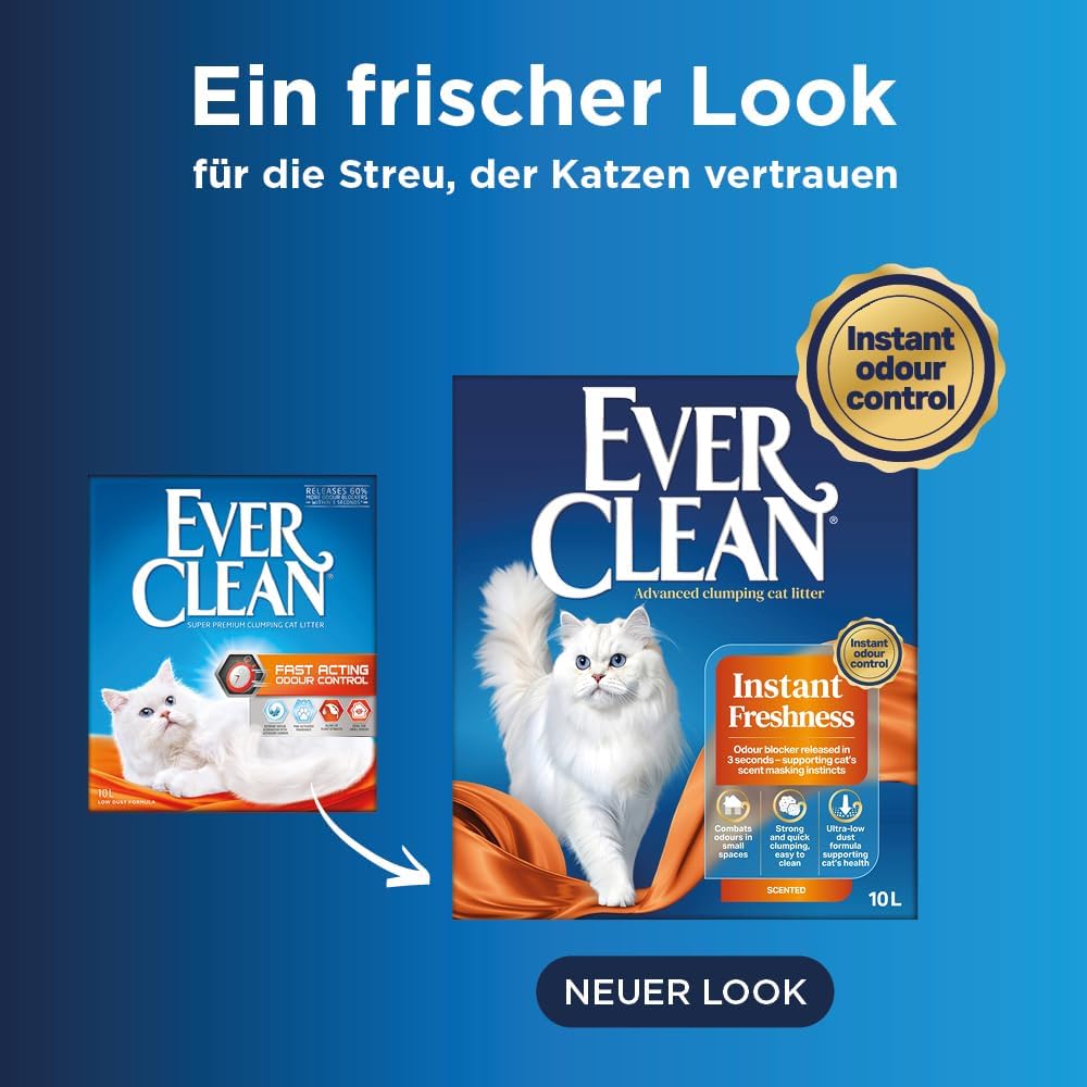 Ever Clean Katzenstreu mit schnellwirkender Geruchsbekämpfung, 10 Liter, mit Duftstoffen Fast Acting