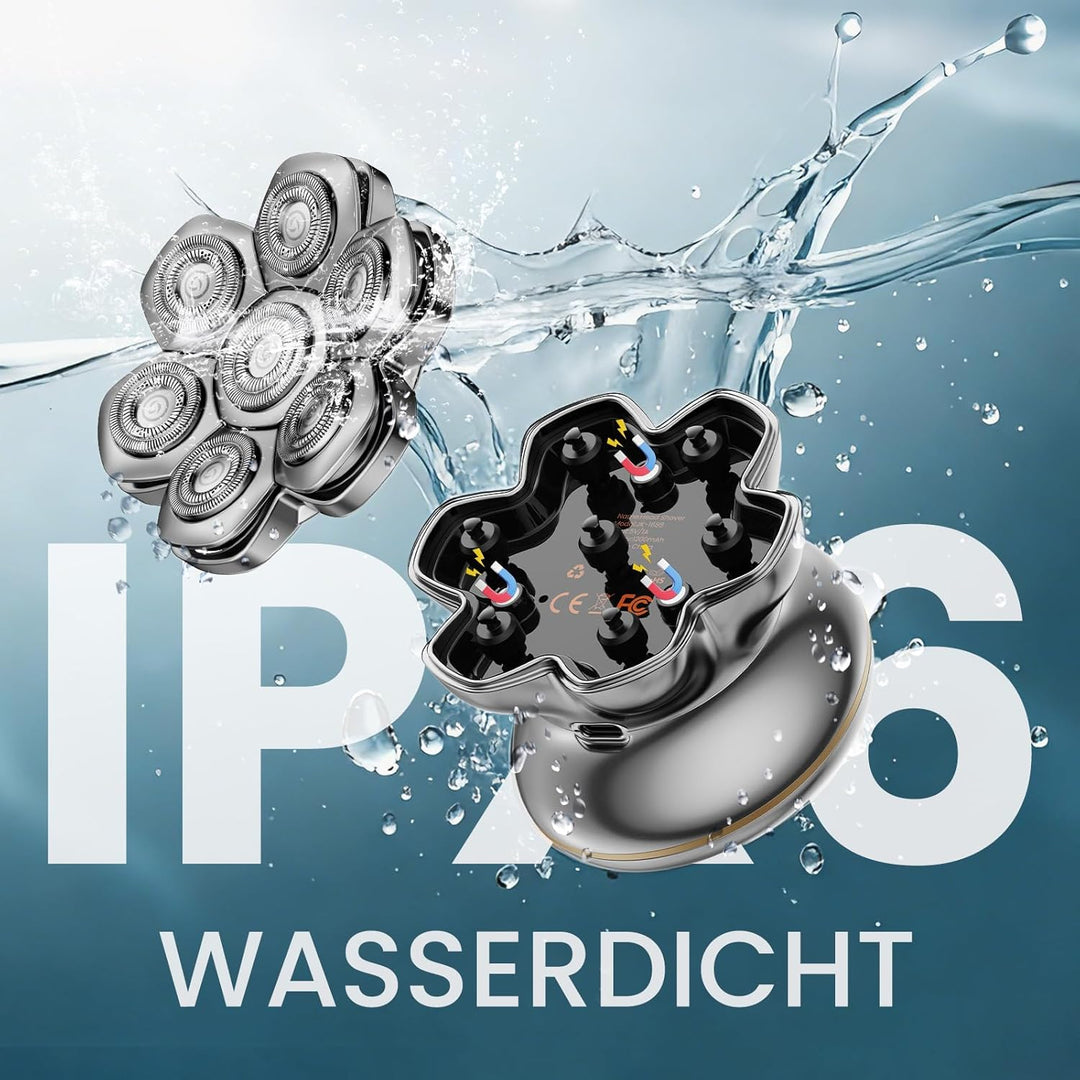 7D PRO Glatzen Rasierer Herren,MAXGROOM IPX6 Wasserdicht Kopfrasierer Glatze mit Magnetische Schwebe
