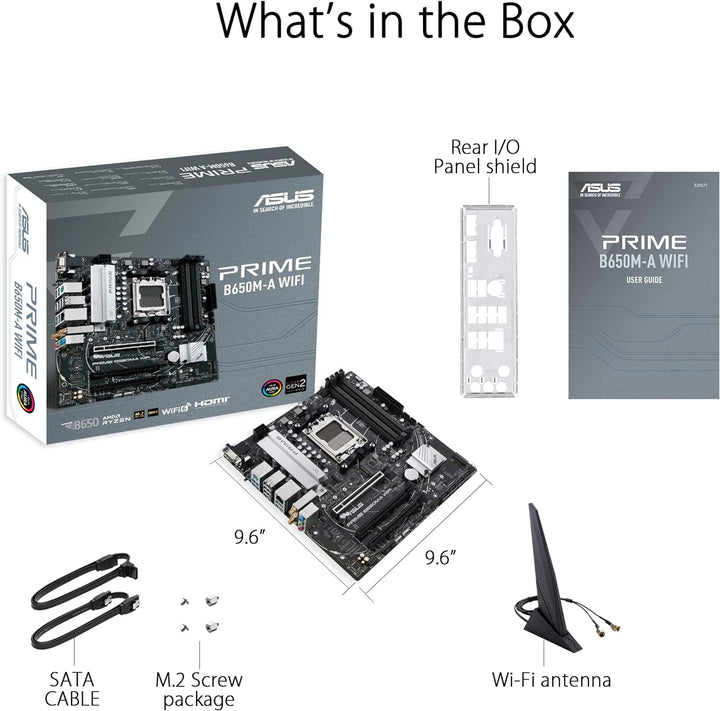 ASUS Prime B650M-A WIFI Gaming Mainboard Sockel AMD AM5 (Ryzen 7000, micro-ATX, DDR5 Speicher, PCIe