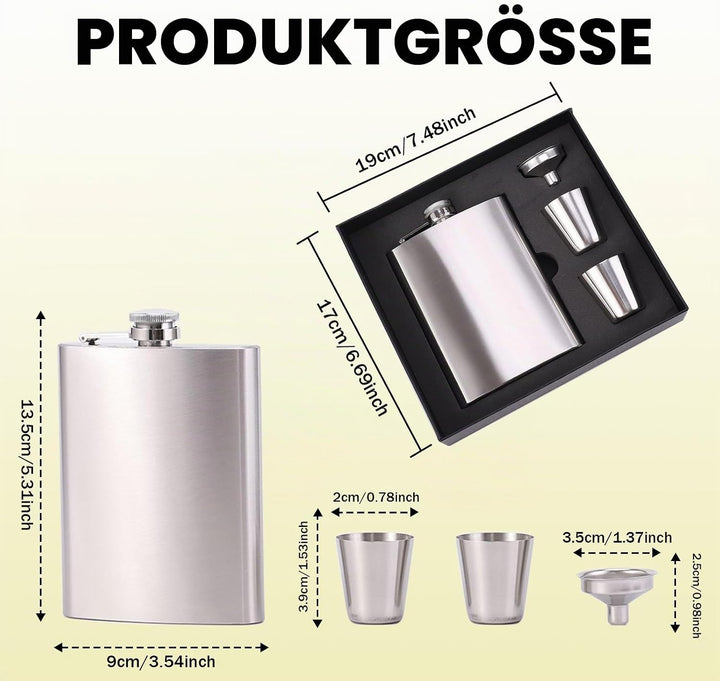 flachmann edelstahl,flask 8 oz mit mit trichter edelstahl und weinbecher,flachmann gross auslaufsich