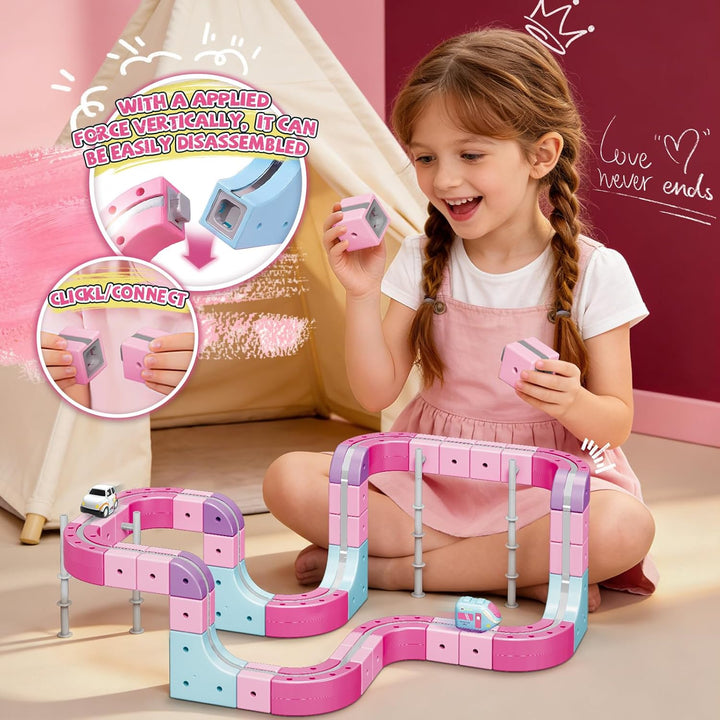 YESHIN Clickrail Electric Train Set, Eisenbahn Elektrisch Cube Track mit Schwerkraft Defying 3D-Layo
