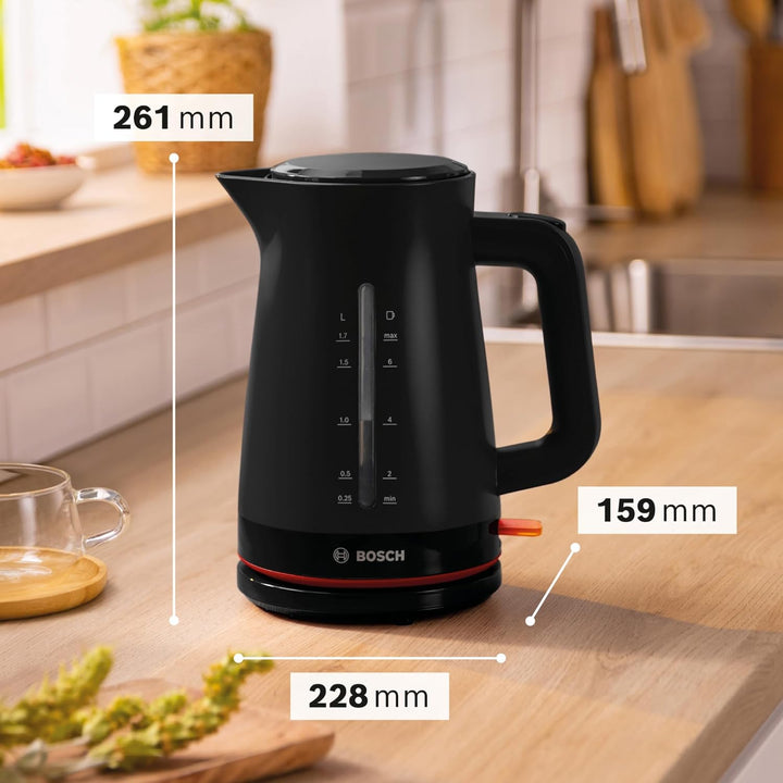 Bosch kabelloser Wasserkocher MyMoment TWK3M123, Abschaltautomatik, Überhitzungsschutz, Tassenanzeig