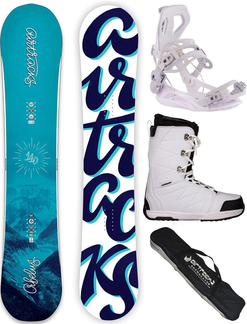 Airtracks Damen Snowboard Set Orbelus Lady Camber + Bindung Master W Fastec + Snowboard Boots + Sb B