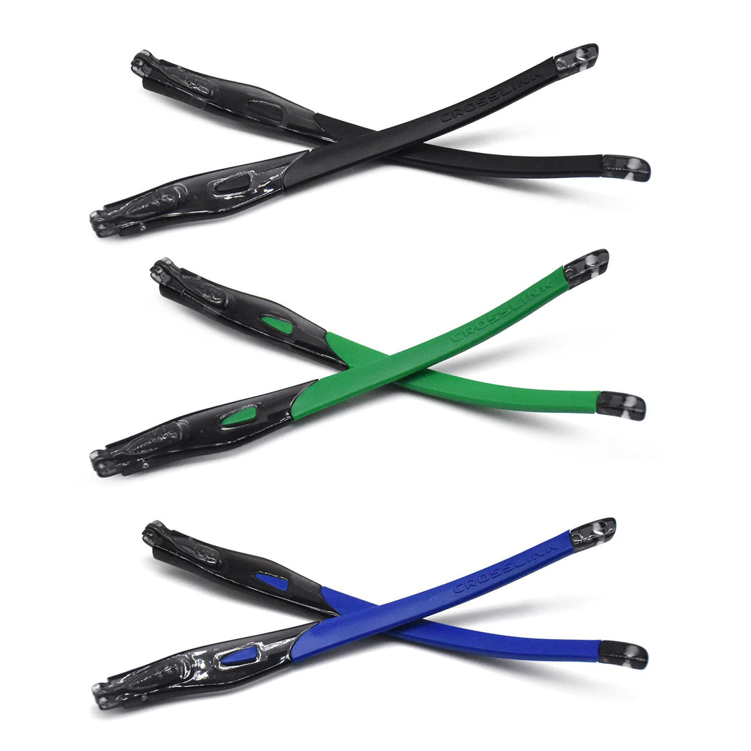 HKUCO Schwarz/Grün/Dunkelblau Gummiersatz Transparente Schwarz Rahmenbeine Für Oakley Crosslink Swee