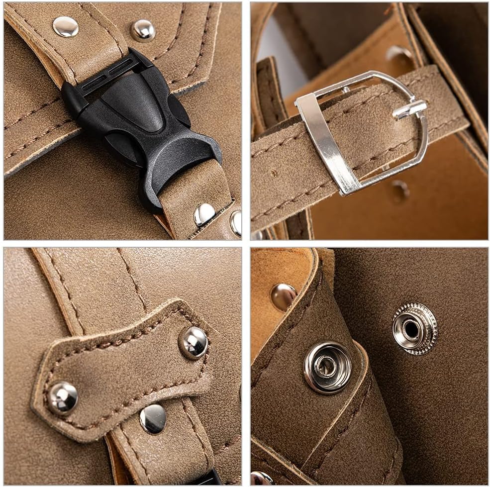 APEBAZY Motorrad-Satteltaschen - Braunes PU-Leder Schwingentasche Seitentaschen Dreieckige Gepäcktas