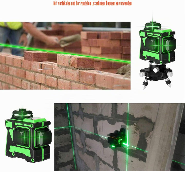 Weytoll Laser Kreuzlinienlaser Mit Stativ - 12 Linien, 4800mAh Selbstnivellierend, Drehbarer Sockel,
