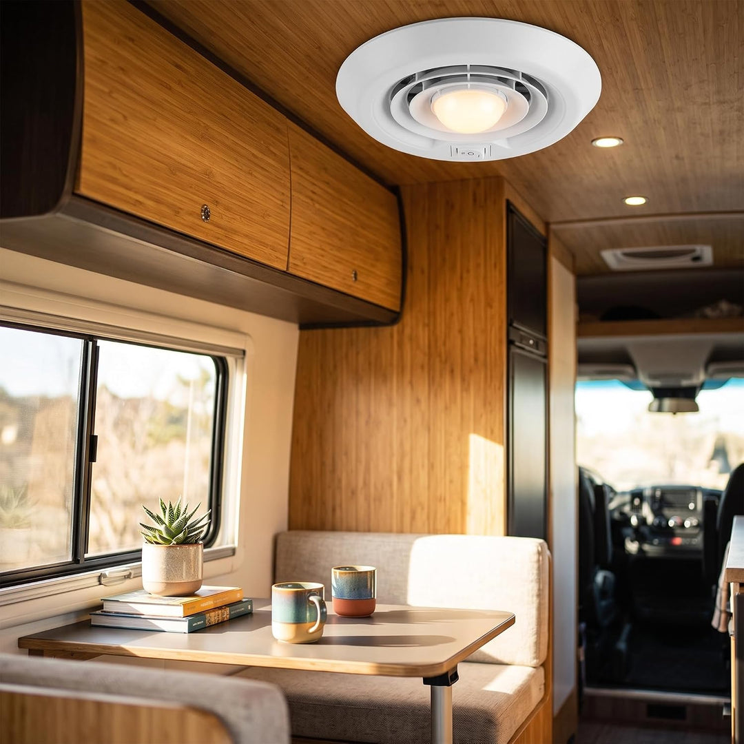 EVGATSAUTO RV Dachlüftung, 12V Dachventilator 5000R/mini LED Luftdecke Lüftungsgitter Rund für Wohnm
