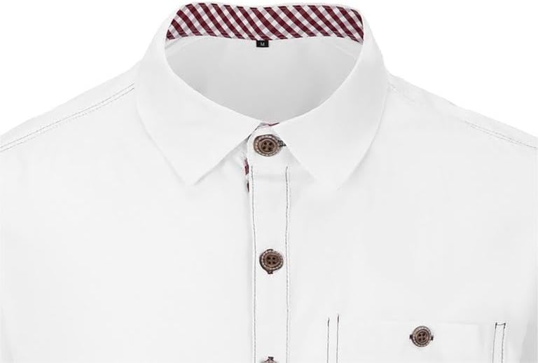 Dirndlwelle Trachtenhemd Herren,100% Baumwolle Rot/Grün/Weiss Oktoberfest Trachtenhemd Herren Langar