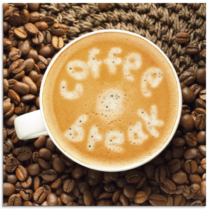 ARTland Glasbilder Wandbild Glas Bild einteilig 50x50 cm Quadratisch Kaffee Coffee Cafe Cappuccino G