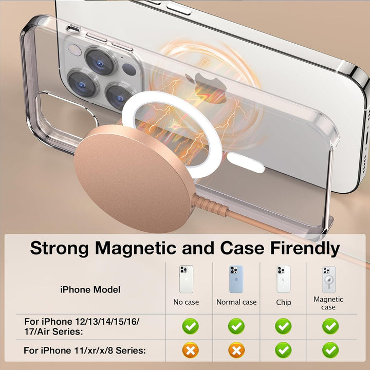 Mag-Safe Ladegerät für iPhone Ladestation: Magnet Wireless Charger Induktive Kabelloses Ladepad Komp