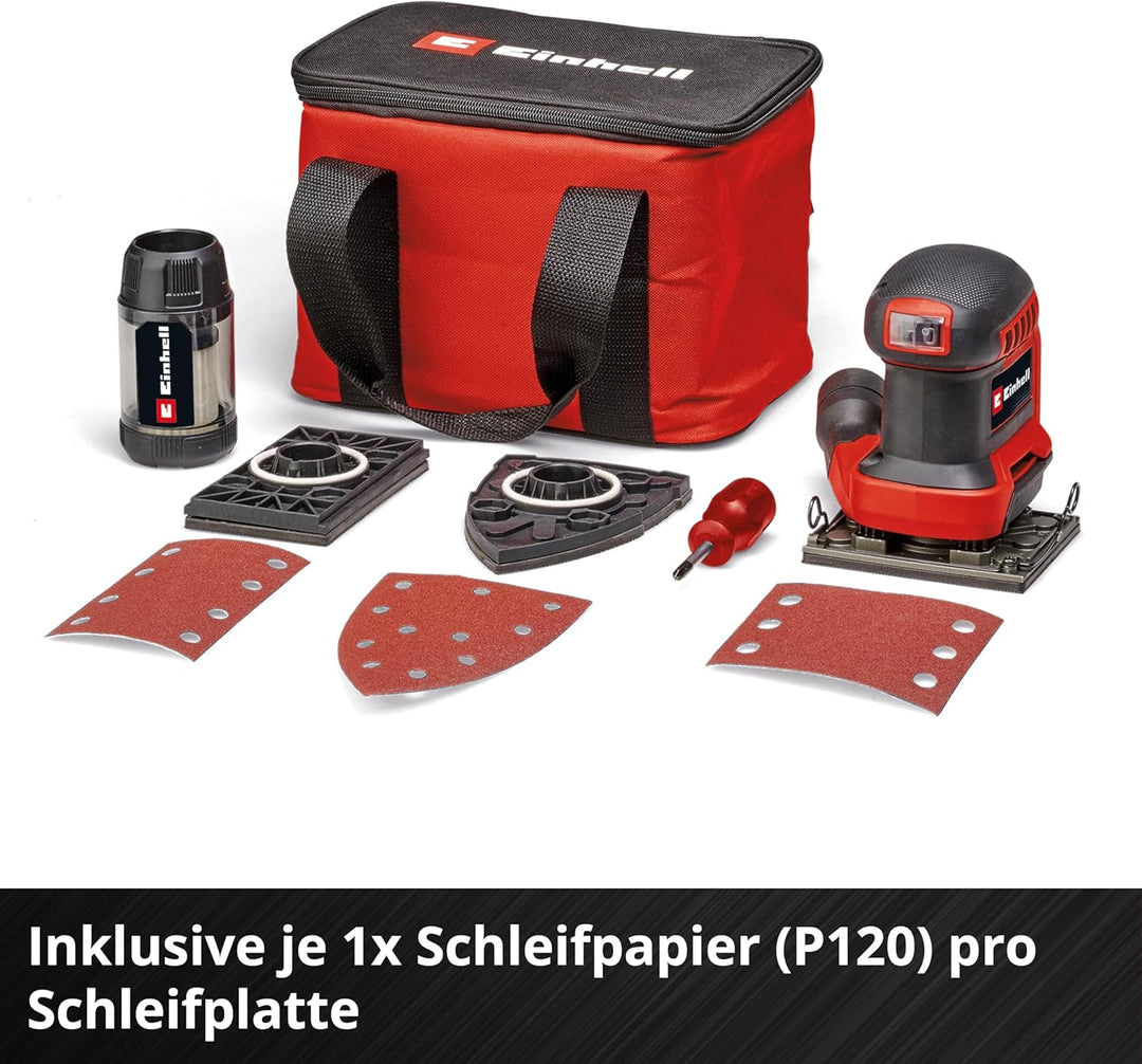 Einhell Akku-Faustschleifer TE-OS 18/113 3X Li-Solo Power X-Change (18 V, Schwingschleifer, 3x wechs