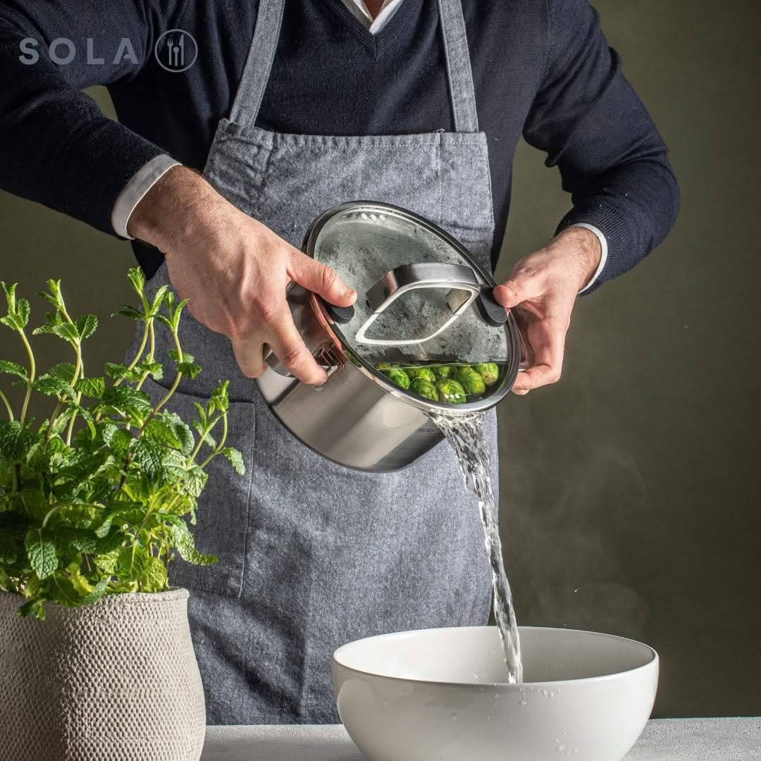 Sola Juvia Signature Topfset Induktion - 5-Teilig, Kochtopf set mit Deckel - 18/10 Silberweissem Ede