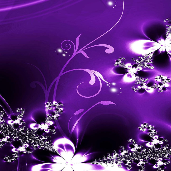 Runa Art Wandbilder Abstrakt Blumen 5 Teilig Bild auf Vlies Leinwand Deko Wohnzimmer Violett Lila 10