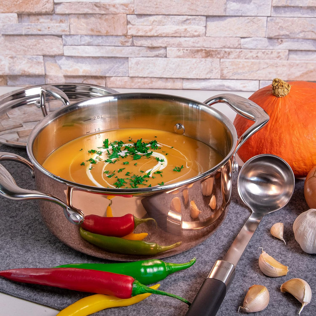 Spring CULINOX Bratentopf mit Deckel | Ø: 16cm, Höhe: 7,5 cm | 1,4 ltr | 0,5 mm Aussenschicht aus Ku