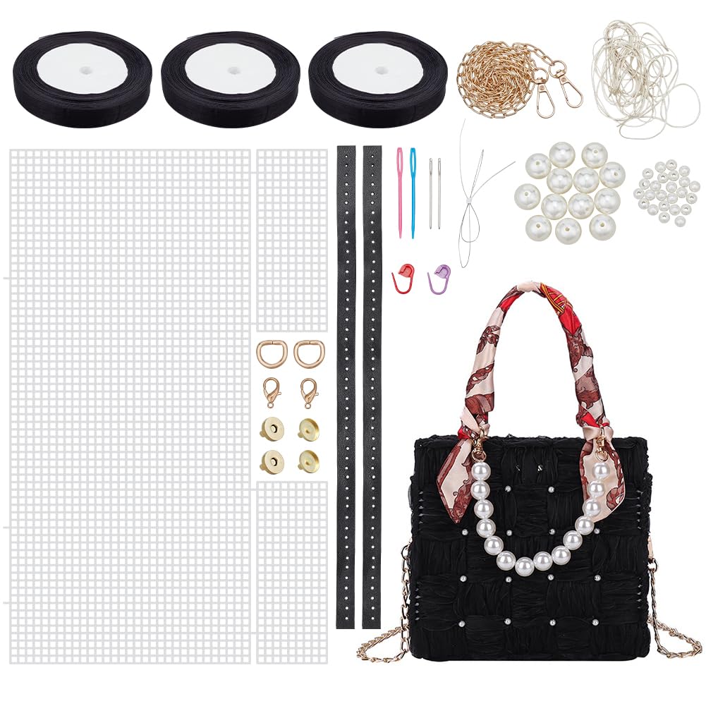 WADORN DIY Strick- Und Häkelhandtaschen-Sets, Handgefertigtes, Gewebtes Taschenherstellungs-Kreuzsti