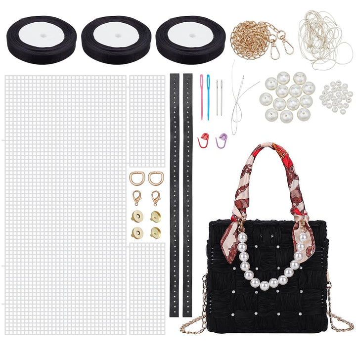 WADORN DIY Strick- Und Häkelhandtaschen-Sets, Handgefertigtes, Gewebtes Taschenherstellungs-Kreuzsti