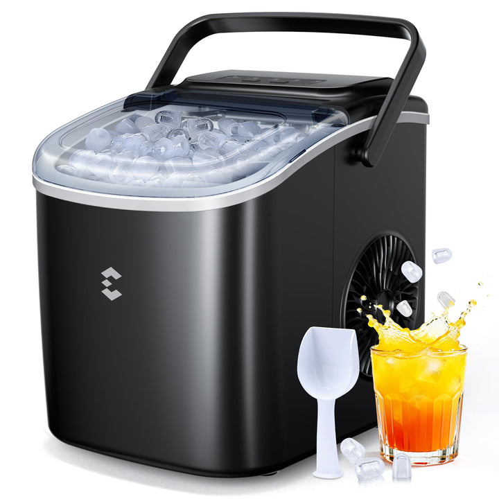 EASYERA Eiswürfelmaschine Klein, Tragbar und Kompakt, 12 KG/24H, Eiswürfel in 6 Minuten, 2 Eiswürfel