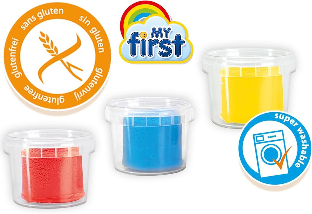 SES Creative | My First Knete mit Werkzeug für Kleinkinder ab 12 Monaten | 3 Farben Rot Gelb Blau |