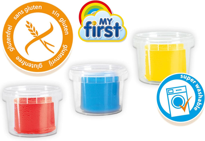 SES Creative | My First Knete mit Werkzeug für Kleinkinder ab 12 Monaten | 3 Farben Rot Gelb Blau |