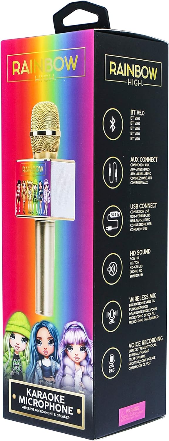 OTL Technologies Rainbow High Wireless Bluetooth Karaoke Microphone in Gold