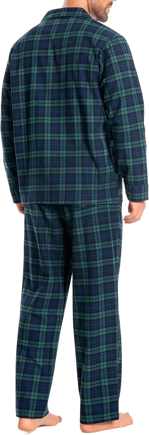 Nutria Herren Schlafanzug Flanell, 100% Baumwolle Karierter Pyjama Set Weich Warm Loungewear Nachtwä