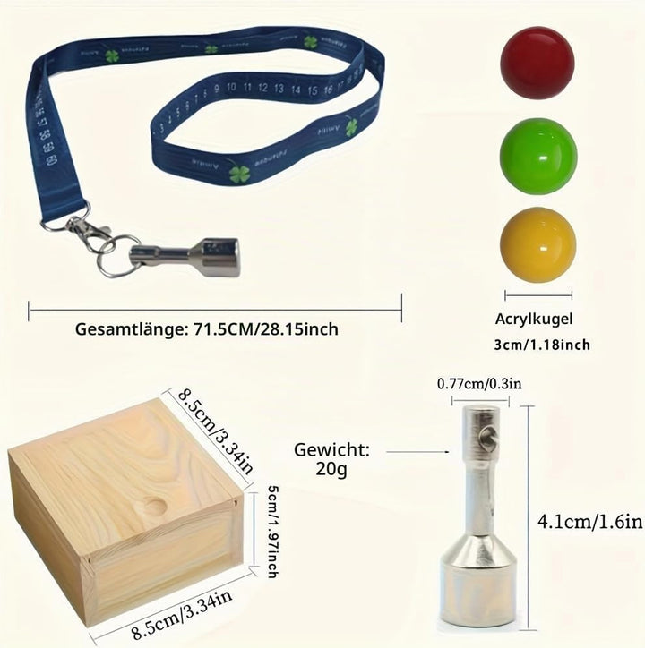Magnetic Petanque Ball Pickup Set mit 3 Holz Boule Cochonnets Messlatte und Holzkasten,Blue Magnet A