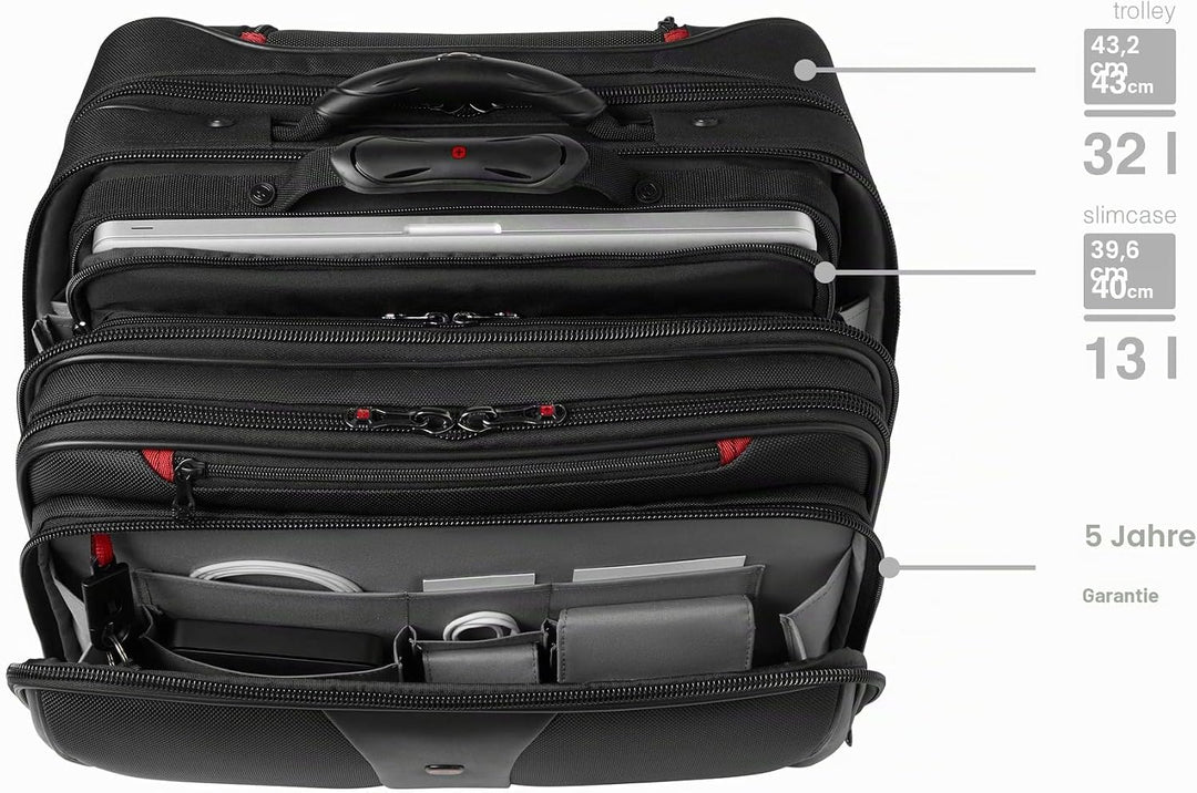 Wenger Patriot 2-TLG Laptop Trolley für Notebook bis 17 Zoll, herausnehmbare Laptoptasche 15,6 Zoll,
