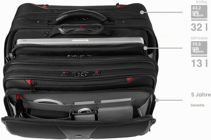 Wenger Patriot 2-TLG Laptop Trolley für Notebook bis 17 Zoll, herausnehmbare Laptoptasche 15,6 Zoll,