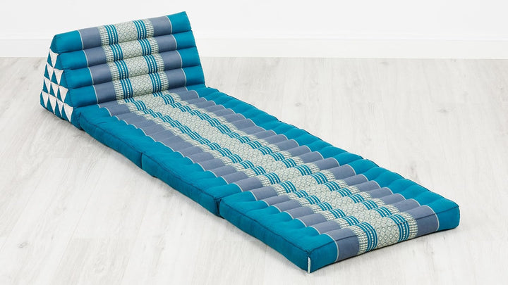 livasia Thaikissen 3 Auflagen extrahoch - 185x55x8cm - Dreieckskissen mit Klappmatratze, Kapok, Jumb