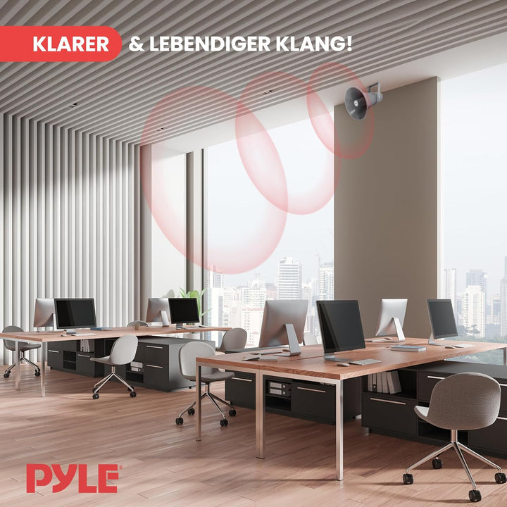 Pyle PA-Hornlautsprecher Innen/Aussen – Kompakter 24,6cm Lautsprecher, 20W, 400Hz–5kHz, 8Ω, 70V Tran