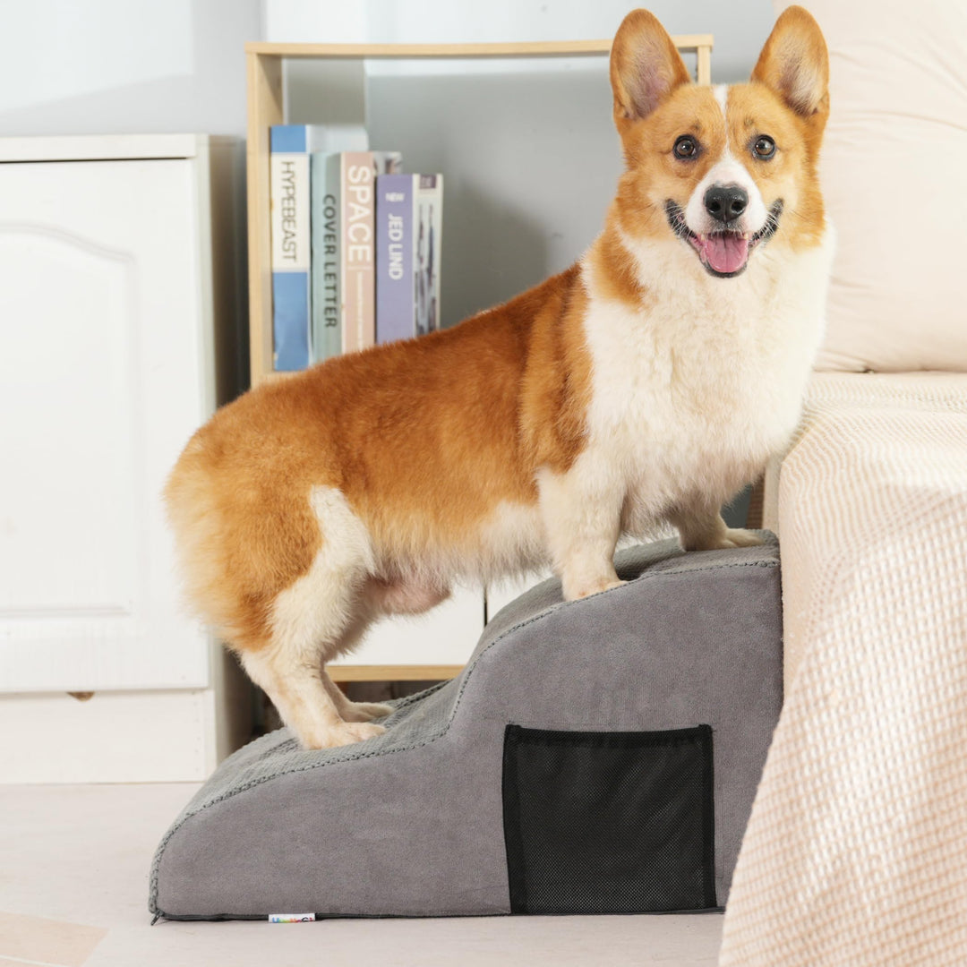 Hundetreppe für Kleine Hunde, 2-Stufen, Haustiertreppe mit Abnehmbarem, Hunderampe für Sofa Bett, Wa