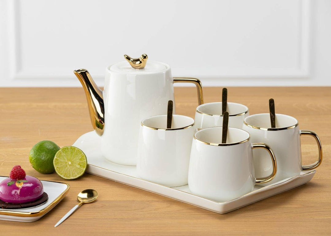 HowHomely Kaffeeservice Porzellan Teeservice 10 Stück - Tee Services Set Kaffeegeschirr für 4 Person