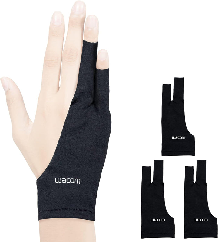 Wacom Zeichenhandschuh, Zwei-Finger-Künstler-Handschuh für Zeichentablet-Stift-Display, 90% recycelt