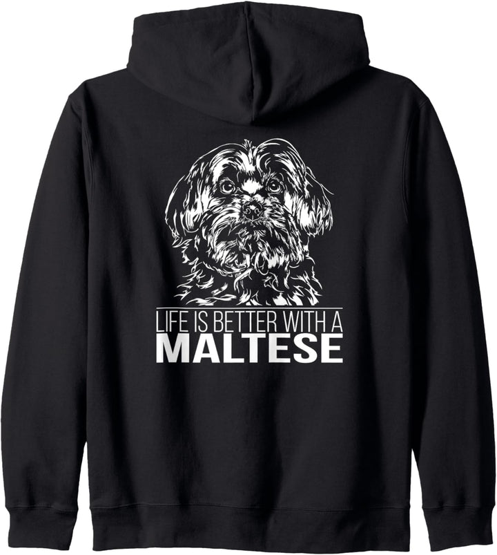 Malteser Maltese life is better Hund Hundespruch Kapuzenjacke