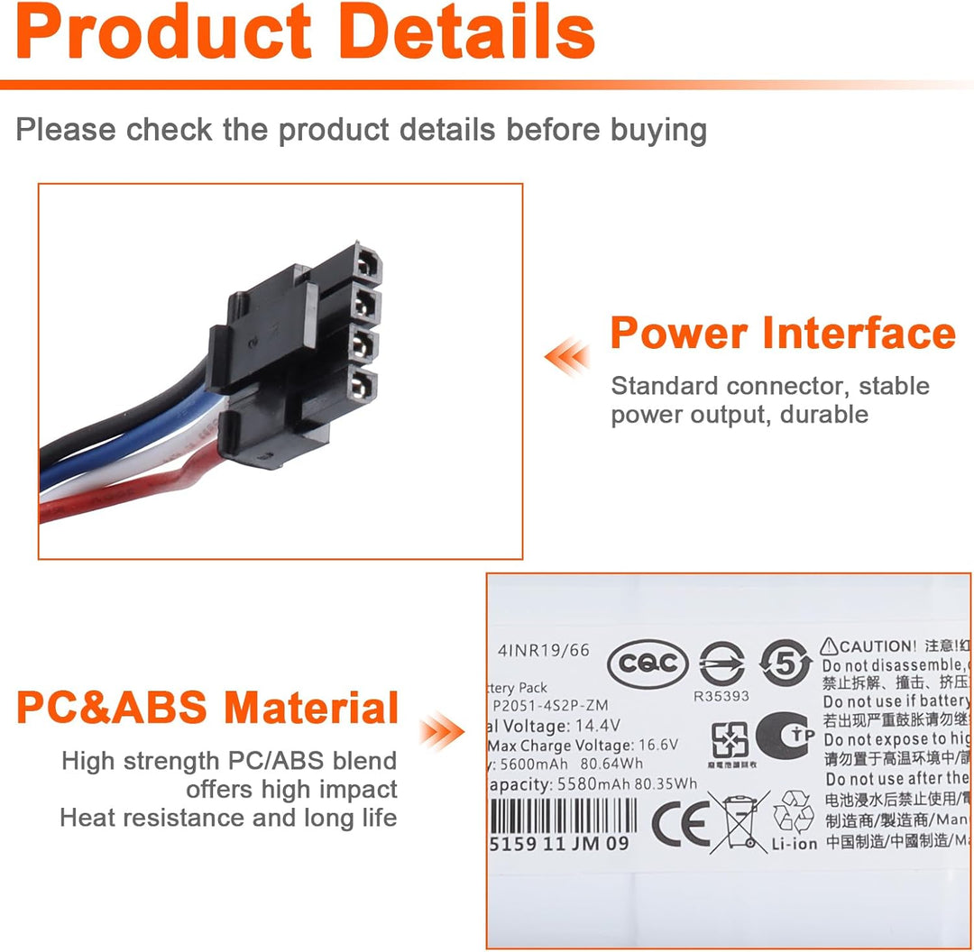 JIMACRO 14,4 V 5600 mAh Akku Kompatibel mit Dreame D9 D10s Pro F9 L10s, Akku Kompatibel mit Xiaomi M