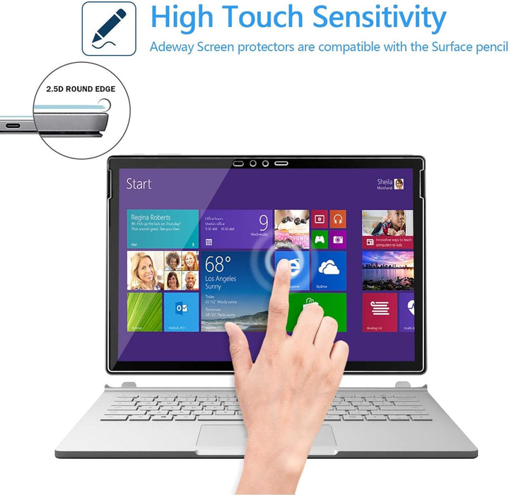 [2 Stück] Surface Book 2 Displayschutzfolie[Gehärtetes Glas], [Ultra Clear] [Reibungslose Berührung]