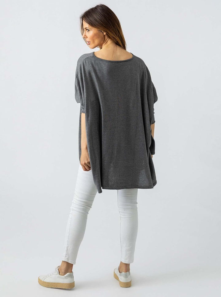 Zwillingsherz Poncho mit Baumwolle - Hochwertiges Cape für Damen - XXL Umhängetuch und Tunika mit Är