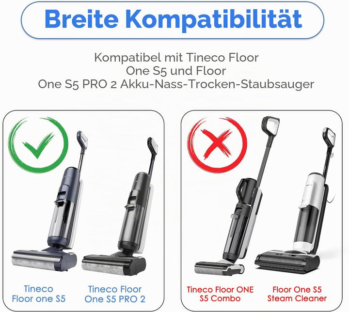 (5 Stück) HEPA-Filter kompatibel mit Tineco Floor One S5/ Floor One S5 Pro 2, Nass-Trocken-Staubsaug