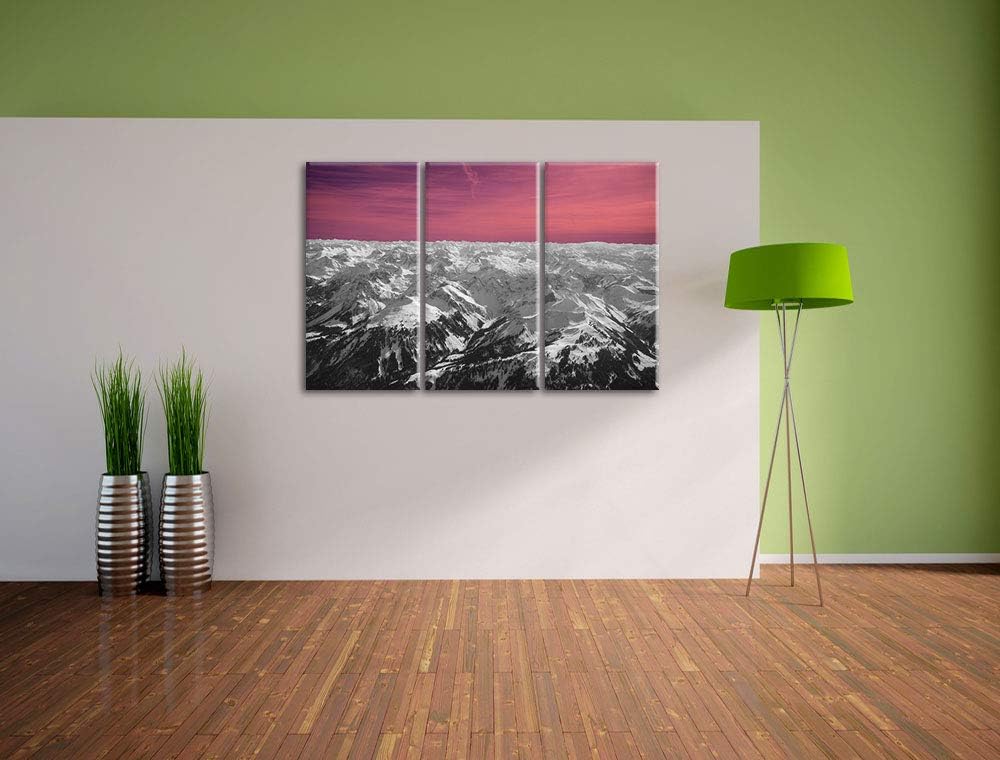 kollossalen Alpen mit Schneespitzen schwarz/weiss 3-Teiler Leinwandbild 120x80 Bild auf Leinwand, XX