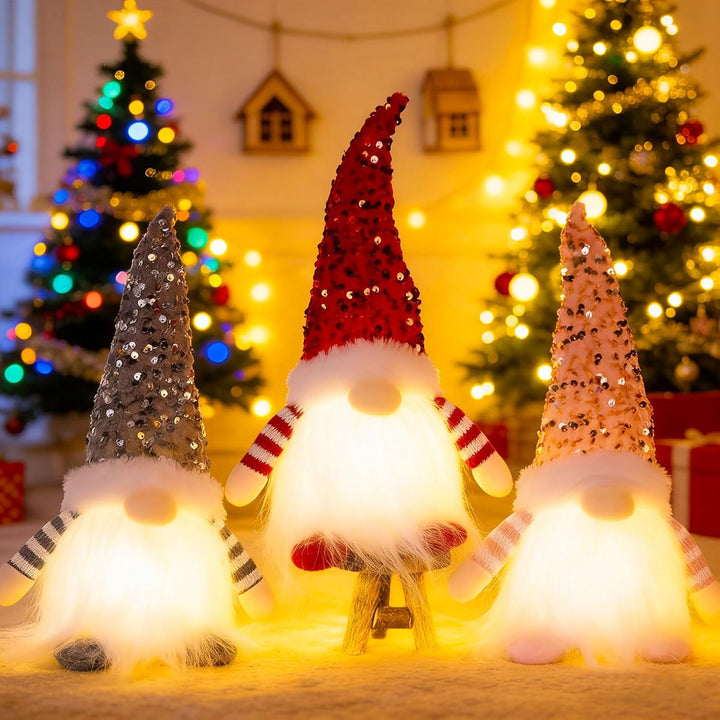 ACAREY Weihnachtsdeko 3 Stück Weihnachten Deko Wichtel mit Licht, Weihnachtswichtel Plüsch Weihnacht