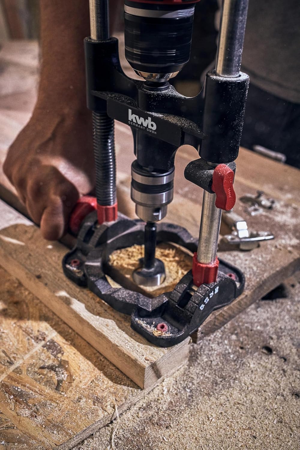 kwb Bohrständer mit Bohrfutter, Sechskant-Antrieb/Mobiler Bohrständer für Akku-Schrauber und Bohrmas