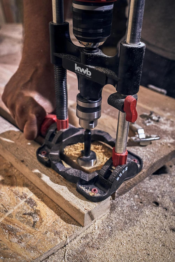 kwb Bohrständer mit Bohrfutter, Sechskant-Antrieb/Mobiler Bohrständer für Akku-Schrauber und Bohrmas